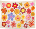 Axyaa Retro Floral Tapestry Wall Hanging: Orange & Green 70's Power Theme