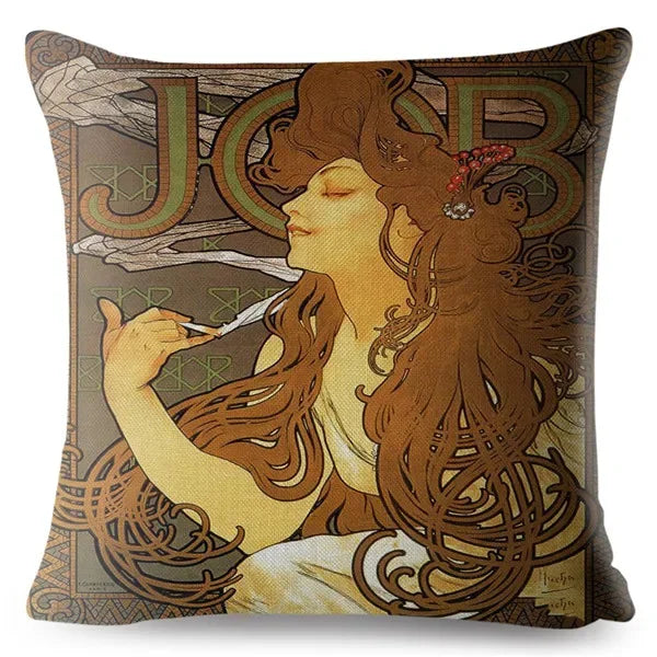 Beige Art Nouveau Gallery Cushion Cover for Home Decor - Axyaa