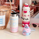 Axyaa Cartoon Vacuum Insulated Stainless Steel Water Bottle with Double Drinking Straw Cup