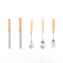 Axyaa Stainless Steel Wooden Cutlery Set