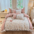 Axyaa Spring Lace Bedding Set: Quilt Cover, Bed Sheet - Fresh Pastoral Style