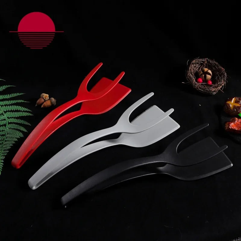 Axyaa 2-in-1 Egg Steak Spatula Clamp, Nylon Kitchen Flip Cooking Spatula