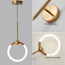 Axyaa Modern LED Circle Pendant Luminaires in Gold and Black