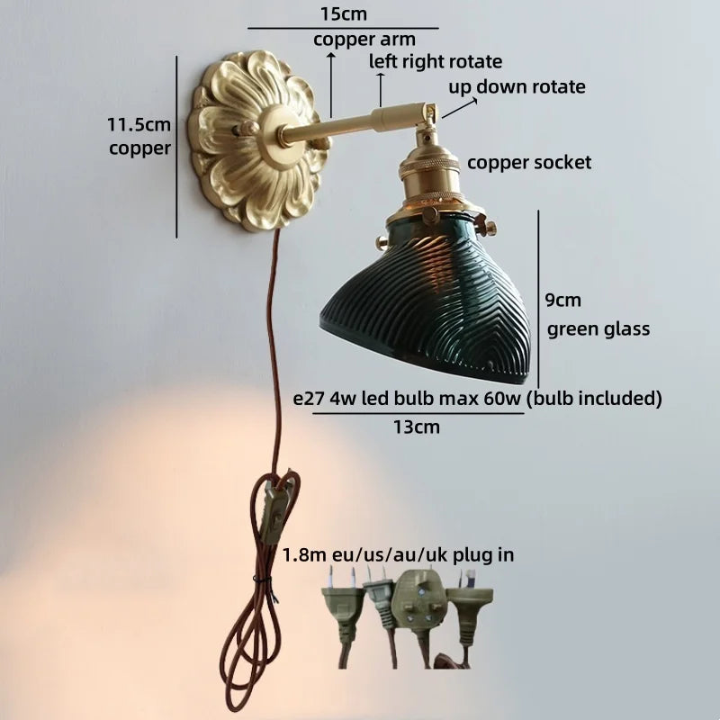 Axyaa Nordic LED Wall Lamps Interior Living Room Decor Antique Brass Resin Flower Design
