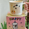 Axyaa Happy Bear Ceramic Coffee Mug, Cute Kawaii Design, Perfect Gift for Couples