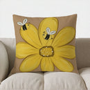 Axyaa Bee & Flower Design Pillow Cover for Sofa, Bedroom, Car - Home Decor