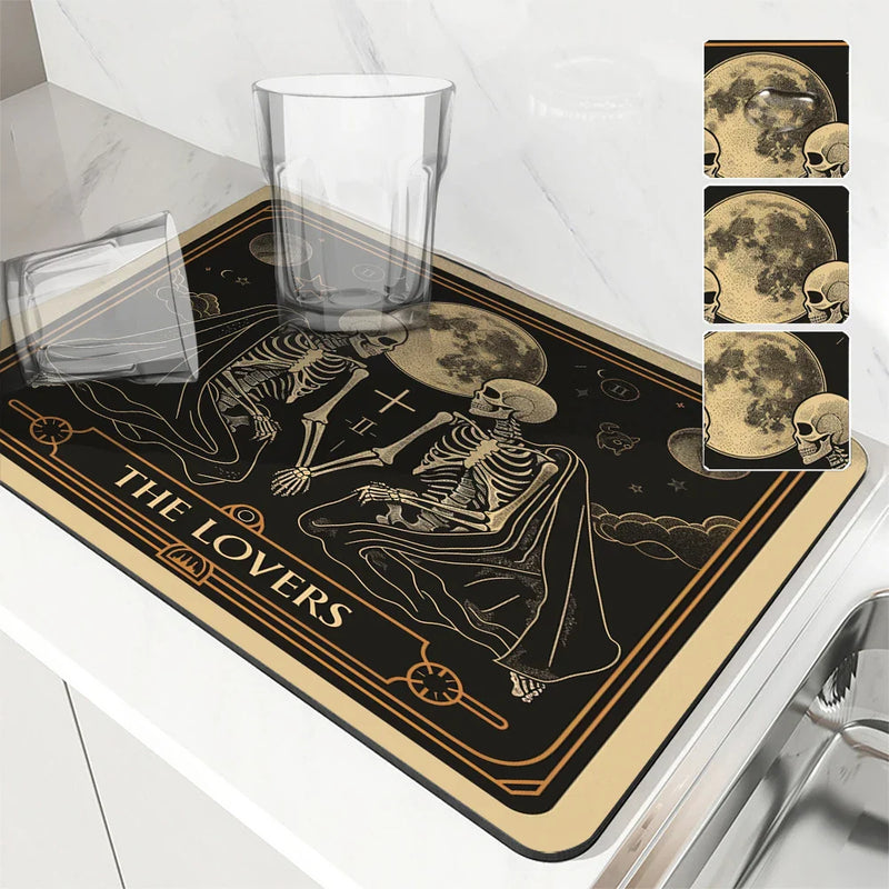 Axyaa Halloween Flower Diatoms Coffee Cup Drying Mat