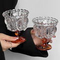Axyaa Retro Embossed Tall Glass Goblet Nordic Style Coffee Cup Home Decor