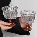 Axyaa Retro Embossed Tall Glass Goblet Nordic Style Coffee Cup Home Decor