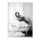 Nordic Elephant Giraffe Bathtub Wall Art Canvas by Axyaa