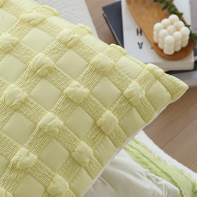 Nordic Quilted Cushion Cover 45x45cm for Indoor Living Room Sofa by Axyaa