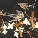 Axyaa Copper Swallow Chandelier with Glass Flower Pendant for Dining Room & Living Room