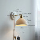 Axyaa White Ceramic LED Wall Light with Copper Arm Socket, Modern Bedroom Living Room Lamp