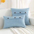 Axyaa Linen Throw Pillow Covers Triple Button Vintage Farmhouse Style