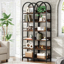 Axyaa 6-Tier Tall Arched Bookcase, Freestanding Narrow Corner Bookshelf Display Shelves