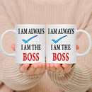 Funny Ceramic White Coffee Mug Set for Boss, Perfect Birthday & Christmas Gifts, by Axyaa.