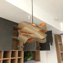Axyaa Wooden Skin Pendant Lamp: Modern LED Decor Chandelier for Bedroom, Restaurant, Aisle