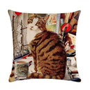 Axyaa Cat Series Linen Pillowcase 45x45cm