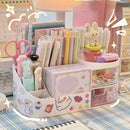 Axyaa Desktop Pen Holder: Multi-functional Organizer with Drawer & Partitions
