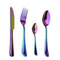 Stainless Steel Cutlery Set in Black Rainbow Rose Gold for Western Dining by Axyaa