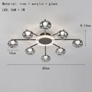 Axyaa Modern Glass Ceiling Light in Black Gold Metal for Parlor Bedroom Dining Room