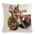 Axyaa Donkey Print Cushion Cover 45x45cm Cute Animals Linen Pillowcase for Home Decor