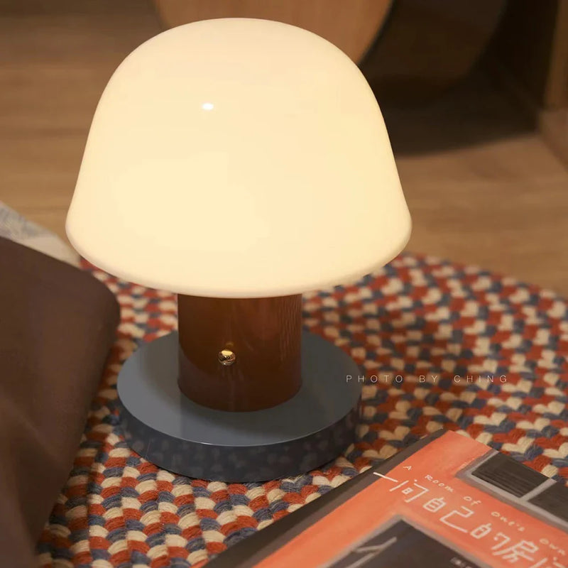 Axyaa USB Charging LED Mushroom Table Lamp Touch Switch Bedside Decor Light