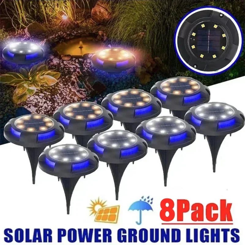 Axyaa Solar Disk Light Garden Spotlight Underground Deck Lamp LED Decor