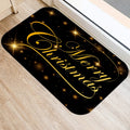 Axyaa Merry & Happy Year Door Mat: Golden Black Letter Print, Non-Slip Floor