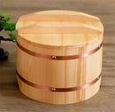 Axya Japanese Style Copper Edge Sashimi Bowl Set - Wooden Rice Barrel Lid
