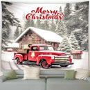 Snowman Car Winter Tapestry for Christmas Day Party Decor by Axyaa