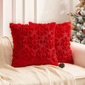 Axyaa Christmas Snowflake Embroidered Pillowcase Set | Festive Red Green Cushion Covers