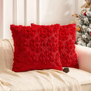 Axyaa Christmas Snowflake Embroidered Pillowcase Set | Festive Red Green Cushion Covers