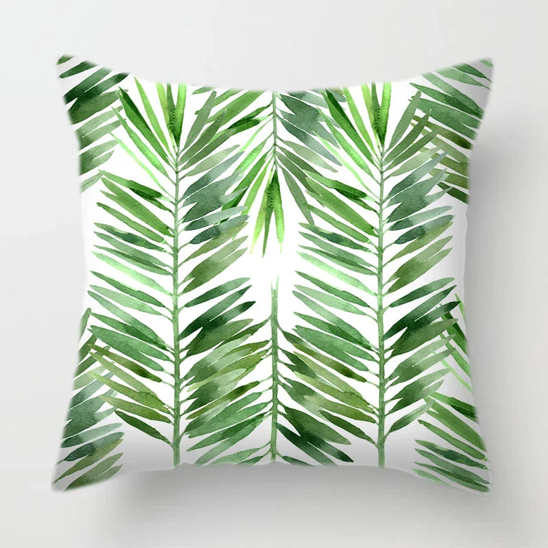 Tropical Plants Parrot Feather Cushion Cover for Sofa by Axyaa