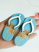 Boho Wood Palm Tree Flip-Flop by Axyaa: Tropical Style Desktop Ornament for Summer Display