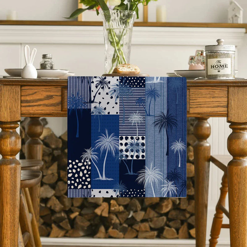 Axyaa Geometric Tropical Plant Table Runner for Indoor Outdoor Dining