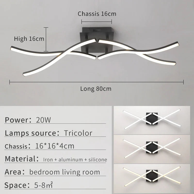 Axyaa Rotatable LED Ceiling Light Tricolor Dimmable Modern Chandelier Gray