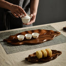 Axyaa Acacia Wooden Tea Tray: Household & Restaurant Solid Wood Leaf Tray