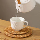 Axyaa Hand-woven Rattan Coaster Tray Set