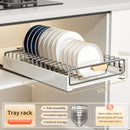 Axyaa Pull-Out Dish Rack with Wooden Handle and Spice Box Storage Rack