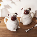 Cute Dog Mug by Axyaa: Large Ceramic Tea Cup with Lid, Funny Cartoon Design