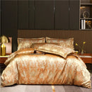Axyaa Luxury Jacquard Bedding Set - European Style Satin Duvet Cover for Double Bed