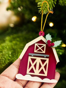 Axyaa Christmas Acrylic Barn Hanging Decor - Festive Tree Ornament