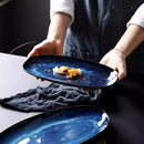 Axyaa Large Ceramic Fish Tray: Oval Sushi & Western Dish for Hotels & Restaurants