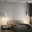 Axyaa Modern Black Pendant Lamps: LED Bedside Lighting, High Ceiling Suspended Light