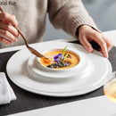 Axyaa White Ceramic Dining Plate Set,  Elegant Round Deep Soup & Dessert Plates