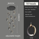 Axyaa Black Gold Chandelier Modern Minimalist Luxury Lighting for Duplex Staircase Lamp