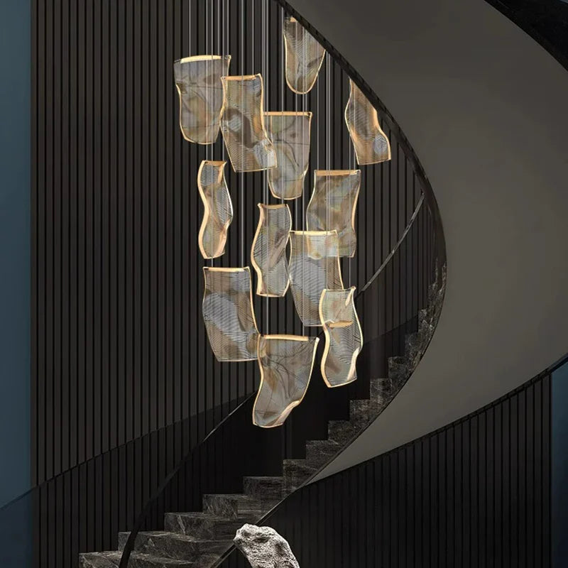 Axyaa Staircase Chandeliers LED Pendant Light Lamps for Modern Living Room