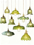 Axyaa Nordic Green Glass Pendant Lamp - Brass Ceiling Lighting for Kitchen Island