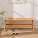 Axyaa Farmhouse Rattan Bench With Footrest - Wood Cane Seat